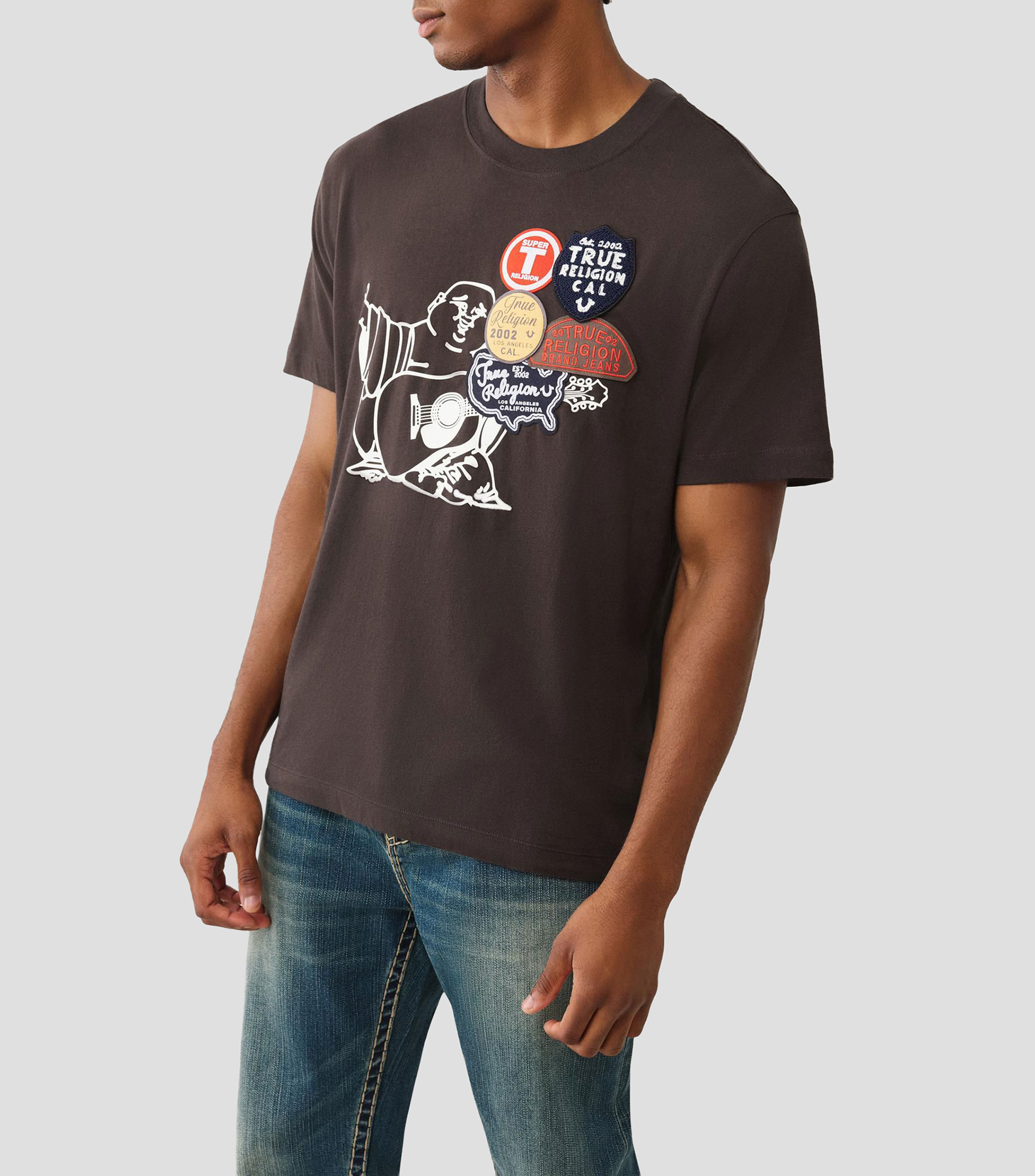 Playera cuello redondo manga corta con estampado Hombre